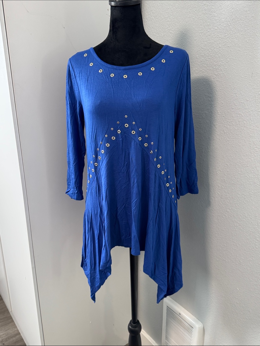 Joseph Cobalt Blue Grommet Scoop-Neck Handkerchief Hem Tunic